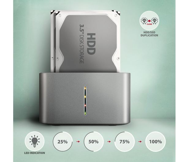 Axagon ADSA-DC, USB-C 5Gbps - 2x SATA 6G 2.5"/3.5" SSD/HDD - 1353417 - zdjęcie 7